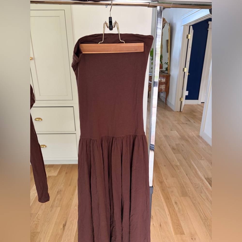 Vintage Spiegel Brown Drop Waist Dress and Off the Shoulder Top Set - Picture 2 of 5